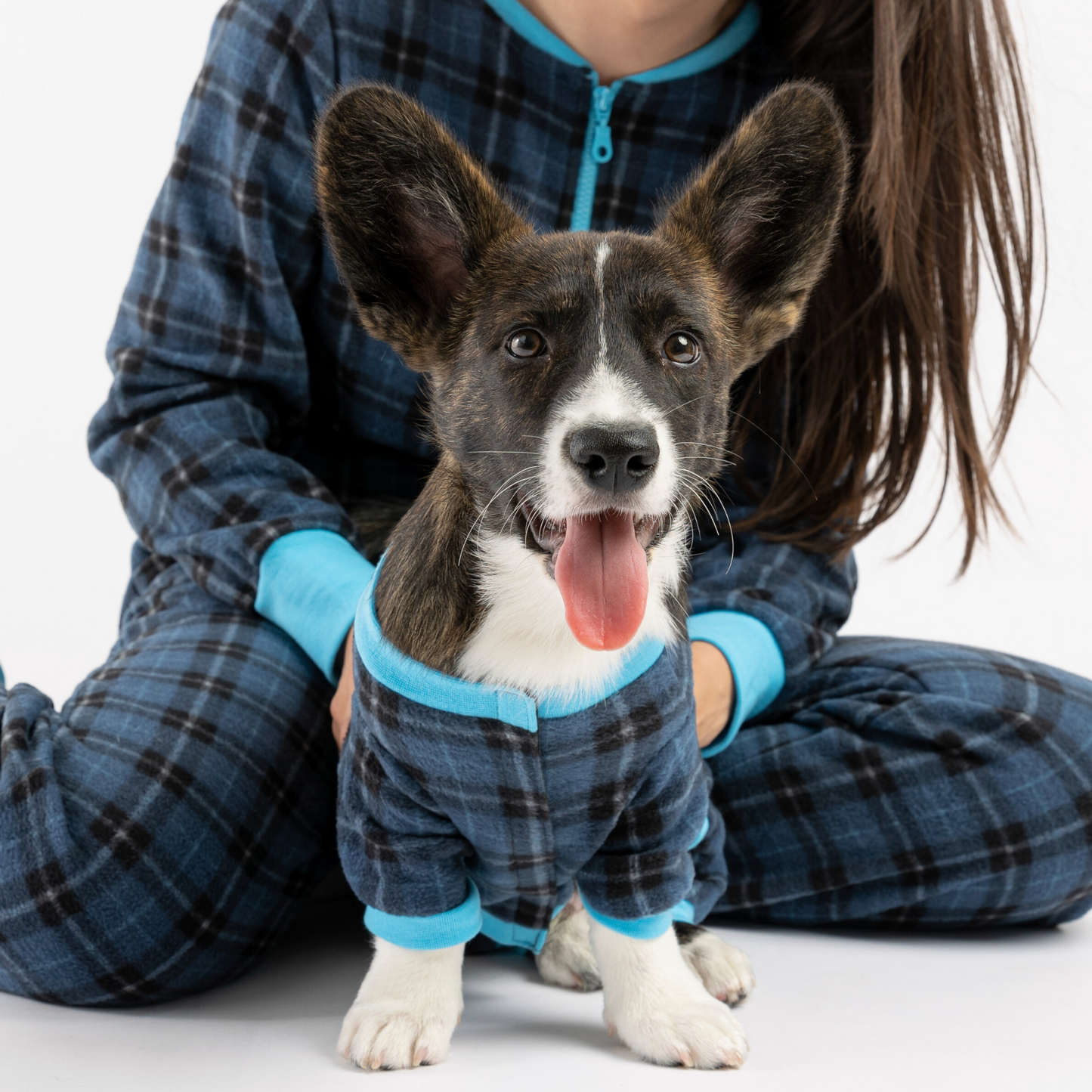 Matching Human & Dog Onesie - Plaid Blue