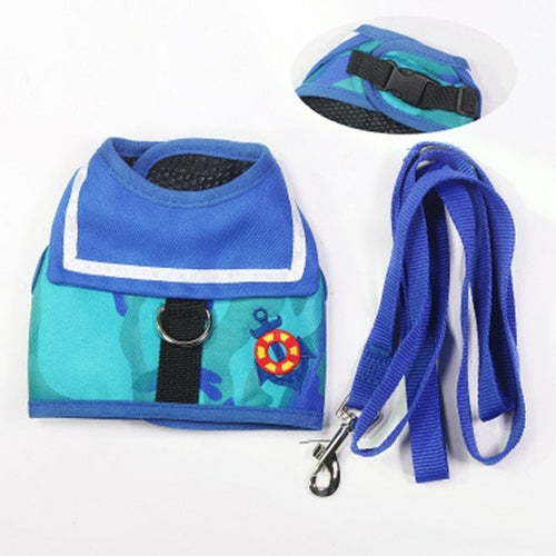 Pet Dog Clothes Soft Breathable Navy Style Leash Set For Small Medium